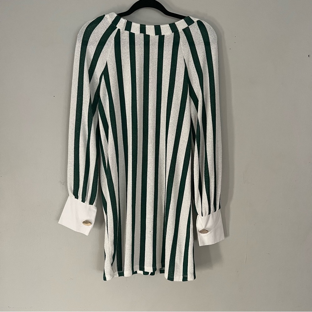 Zara green and white stripe dress